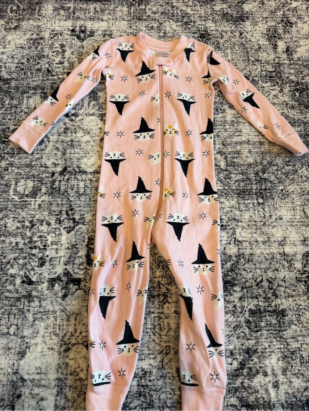 Hanna Andersson Light Pink Halloween Cat Footless Pajamas